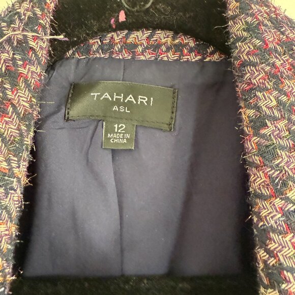 EUC Tahari ASL Fringed Tweed Blazer (Size: 12) - Picture 4 of 6